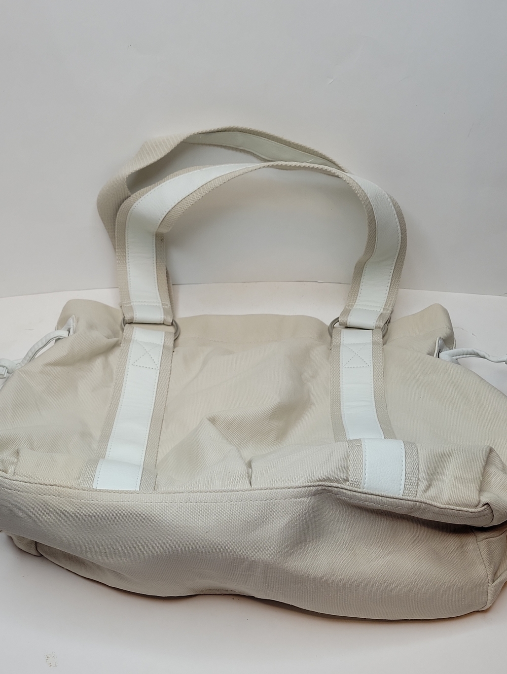 Canvas Weekender Tote Bag - Cream/White